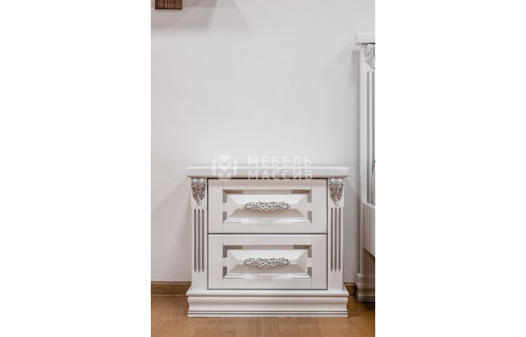 Тумба из серии "Оливия" (белая эмаль с серебряной патиной)